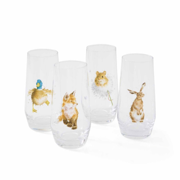 Wrendale glass (sett med 4) skogsdyr