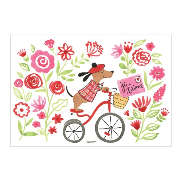 Valentine Dog On Bicycle kort