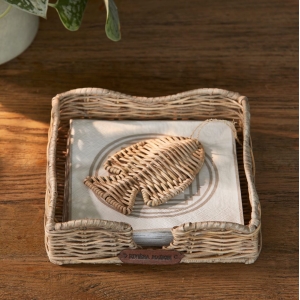 RM Rustic Rattan Fish Napkin Holder