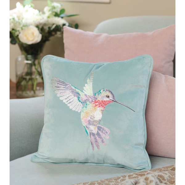 'Wisteria Wishes' Hummingbird, brodert pute - Bilde 2