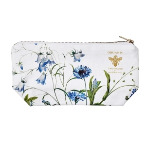 Blue Flower Garden Organic Cosmetic Bag with Bottom