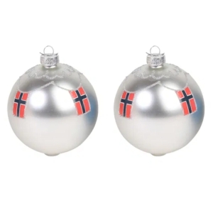 Julekule med norske flagg (sett)