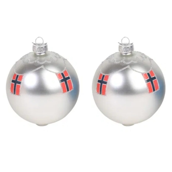 Julekule med norske flagg (sett)