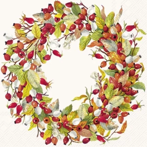 Servietter: Rose Hip Wreath (kaffe)