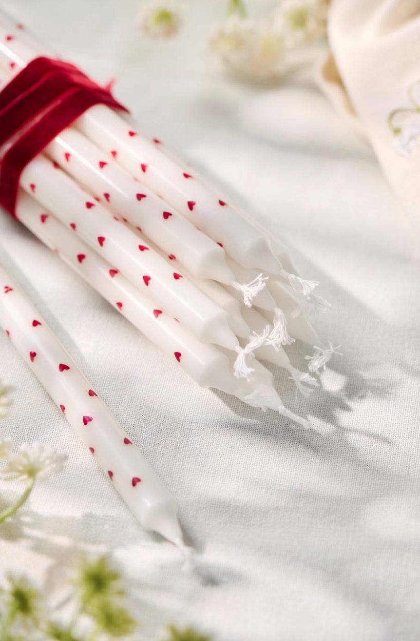 Lys med røde hjerter - Bilde 3