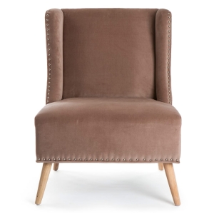 Elegant, stol i velour (lys mokka)