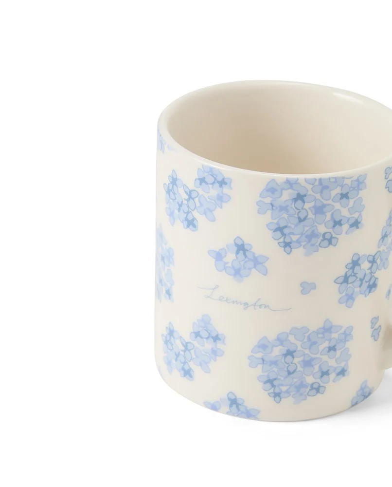 Blomsterkopp i steingods, blå/hvit - Bilde 4