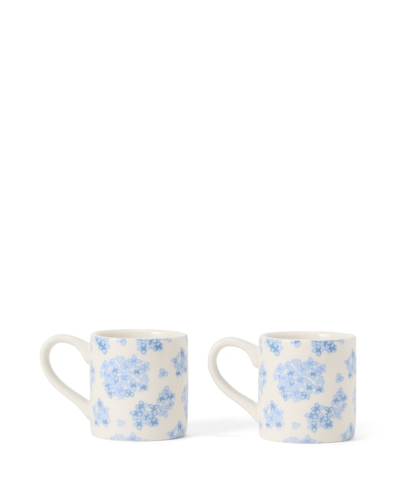 Espressokopp i stengods med blomster, blå/hvit (sett med 2) - Bilde 4