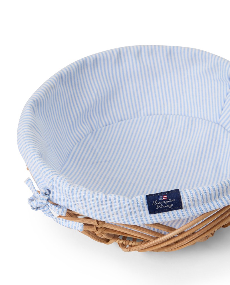 Bølgete rattankurv med fôr, blå/hvit - Bilde 3