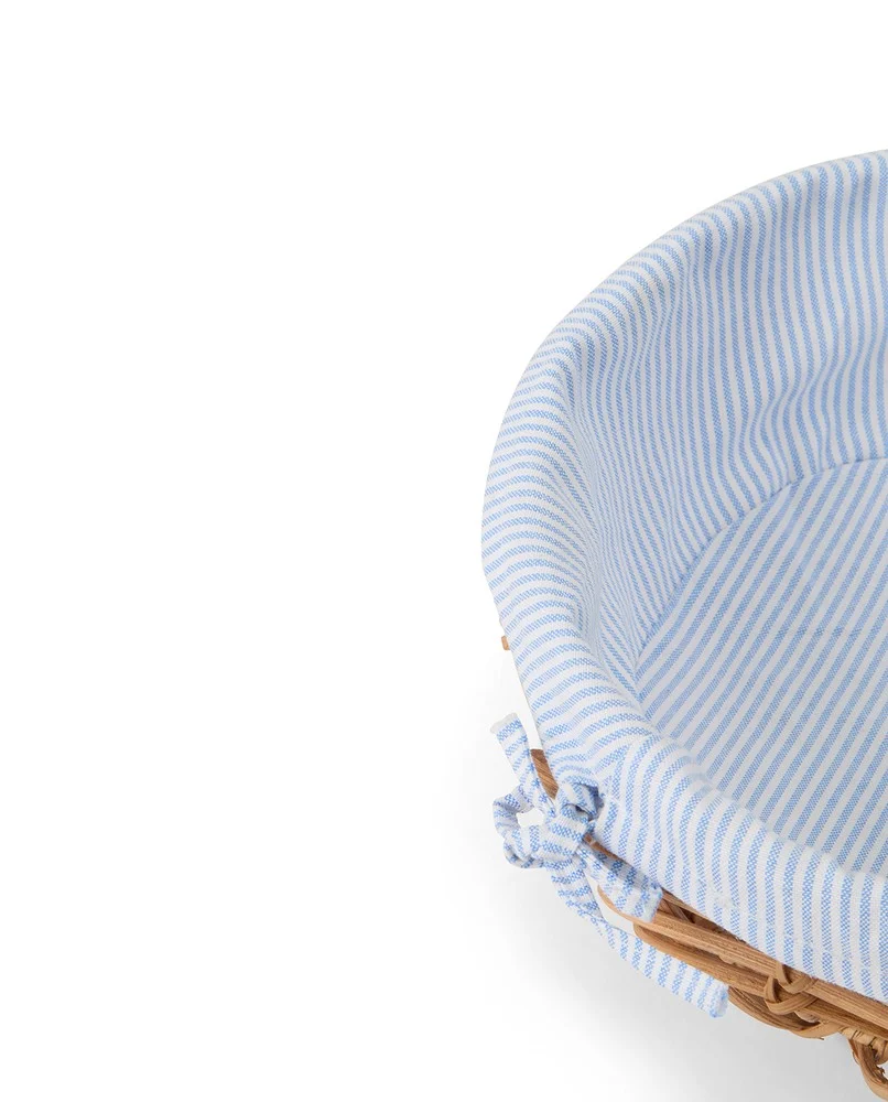 Bølgete rattankurv med fôr, blå/hvit - Bilde 2