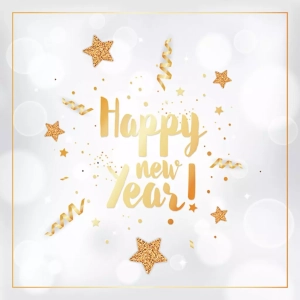 New Year glitter, lunsjservietter (hvite)