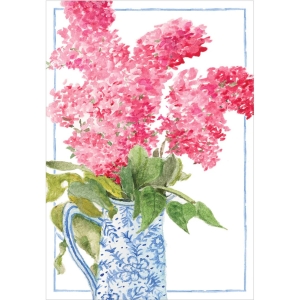 Kort: Blue vase with pink blossoms
