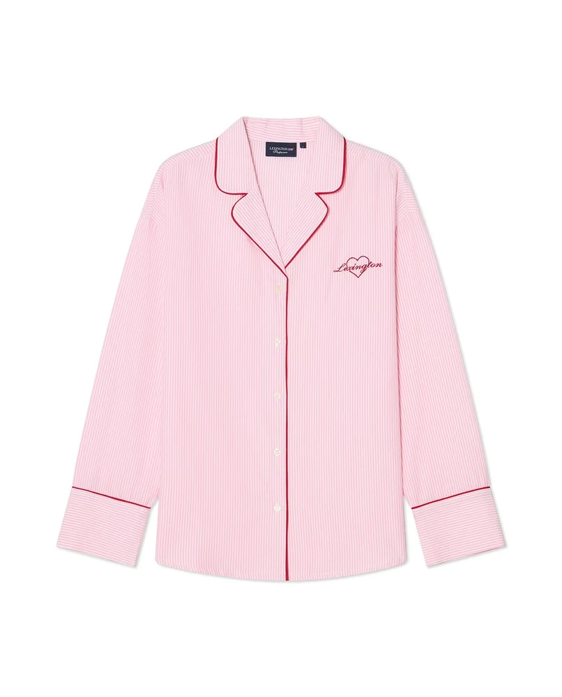 Pyjamasett i økologisk bomull med nålestiper, rosa/hvit (x-large) - Bilde 2