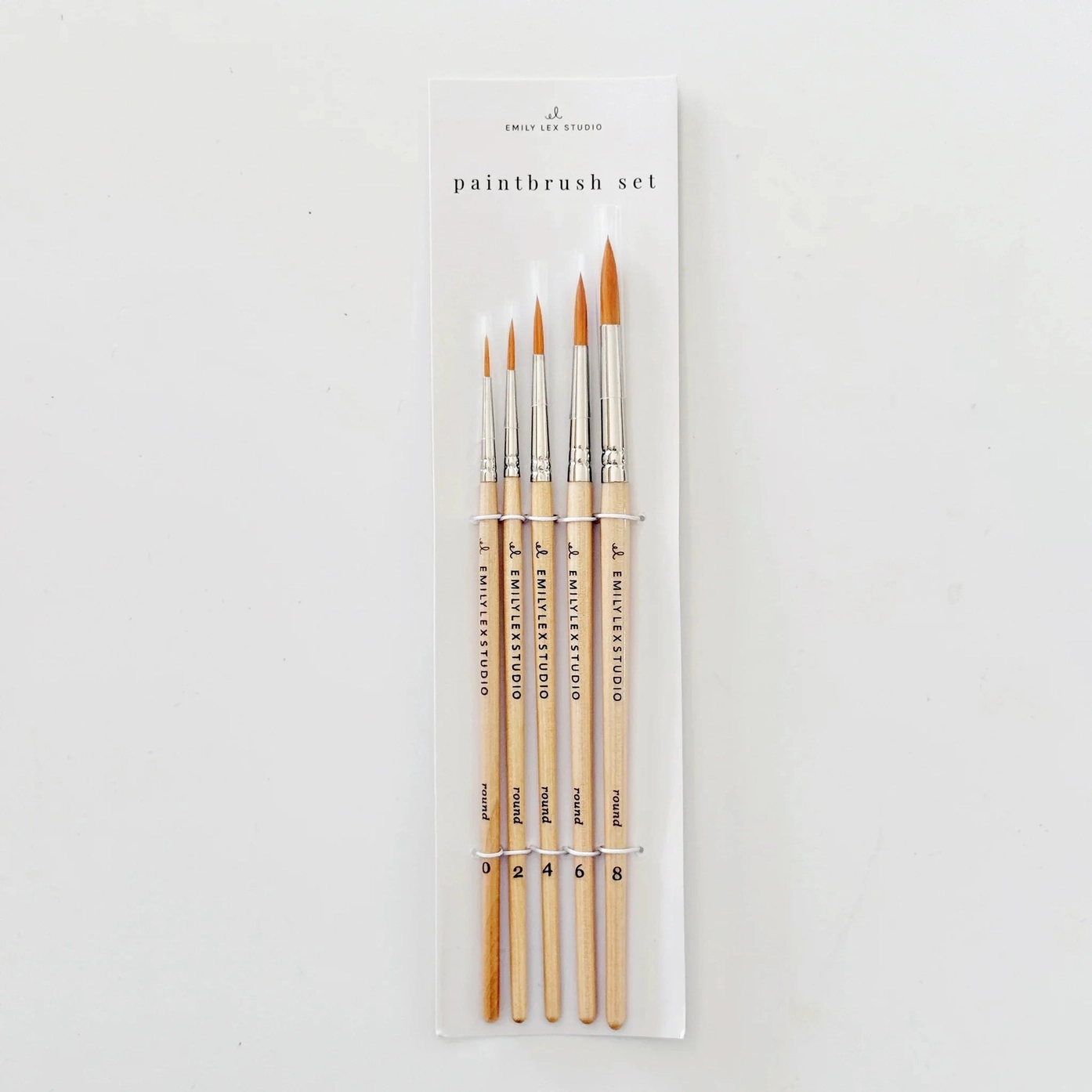 Watercolor Paintbrush Set of Five Wood Brushes - Bilde 2