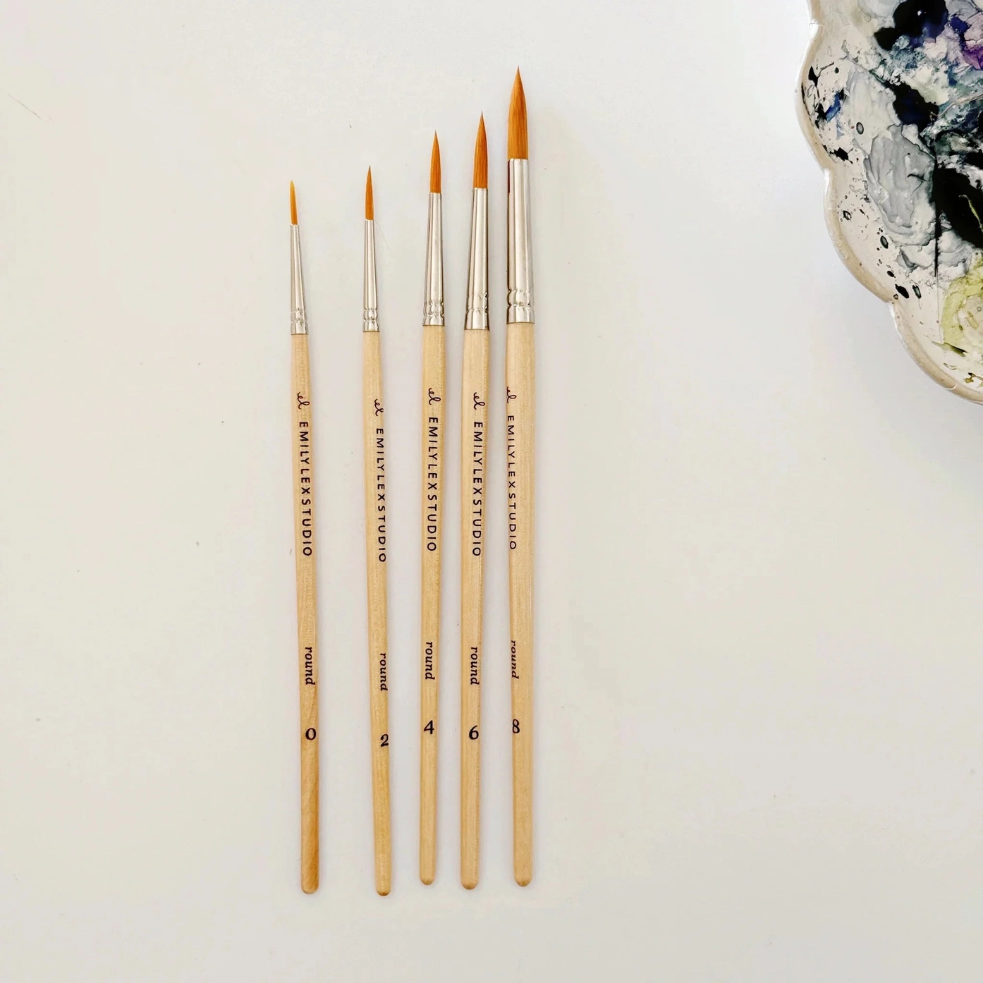 Watercolor Paintbrush Set of Five Wood Brushes - Bilde 8