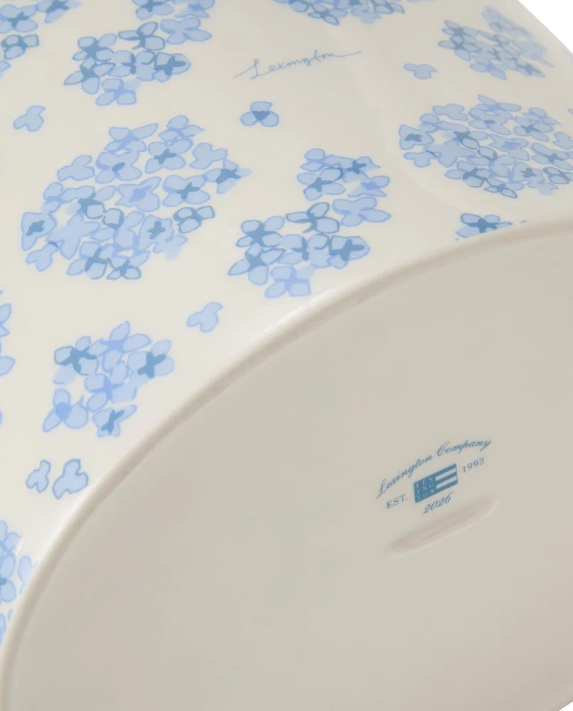 Blomsterpotte med hank i steintøy, blå/hvit - Bilde 6