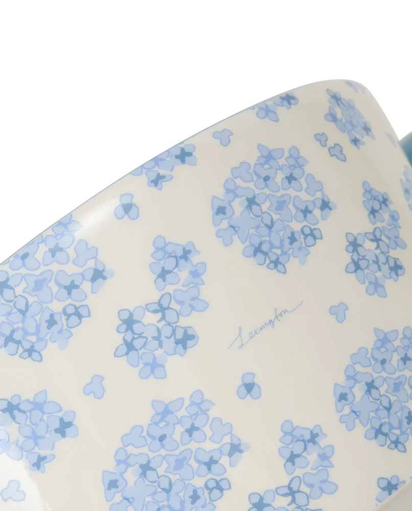 Blomsterpotte med hank i steintøy, blå/hvit - Bilde 7