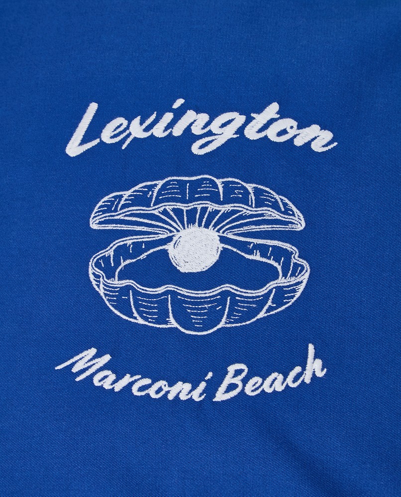 Putetrekk i økologisk bomullstwill med blå logo, blå/hvit - Bilde 7