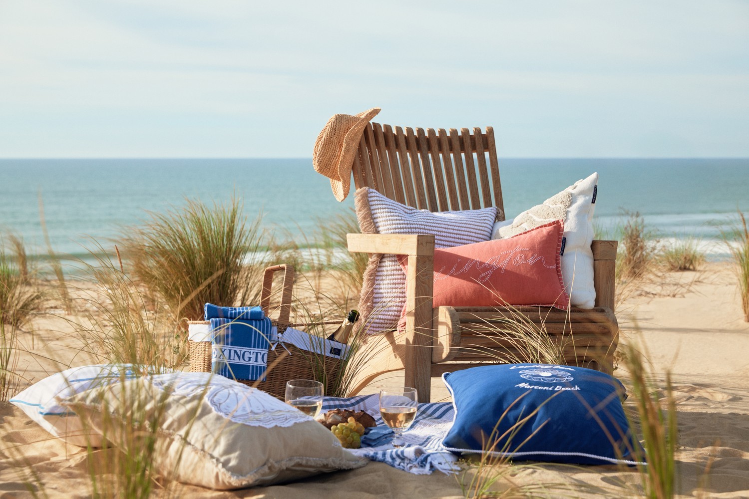 Putetrekk i økologisk bomullstwill med blå logo, blå/hvit - Bilde 6