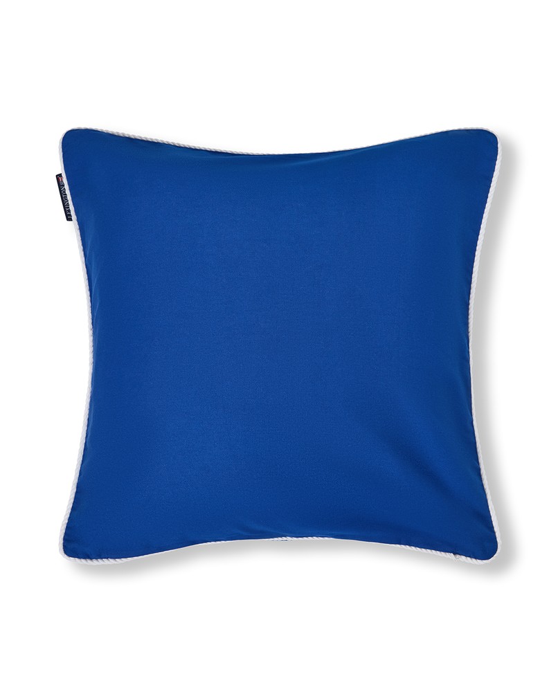 Putetrekk i økologisk bomullstwill med blå logo, blå/hvit - Bilde 5