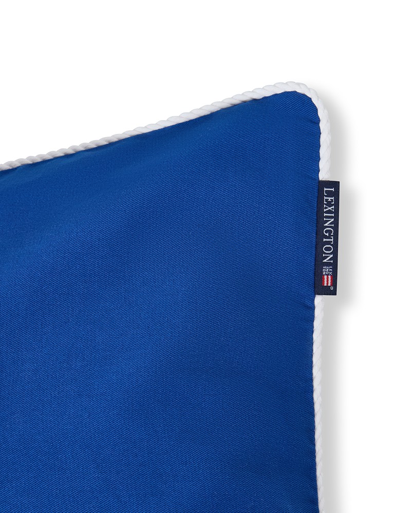 Putetrekk i økologisk bomullstwill med blå logo, blå/hvit - Bilde 3