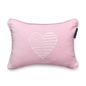 Icons kids pillow in organic cotton velvet, pink