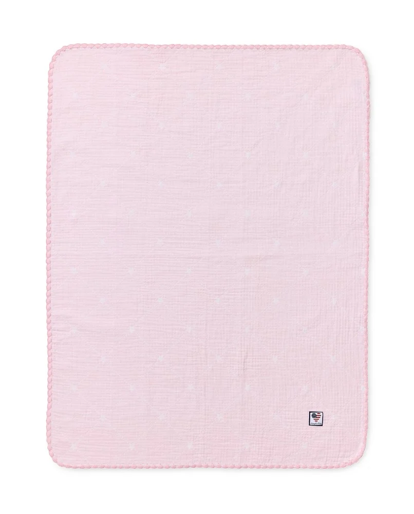 Icons baby signature star throw in organic cotton, pink