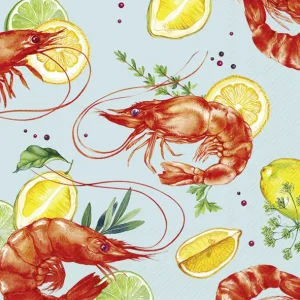 Servietter: Delicious Shrimps, blå (lunsj)