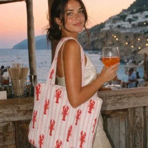 The Striped Lobster Tote, rosa