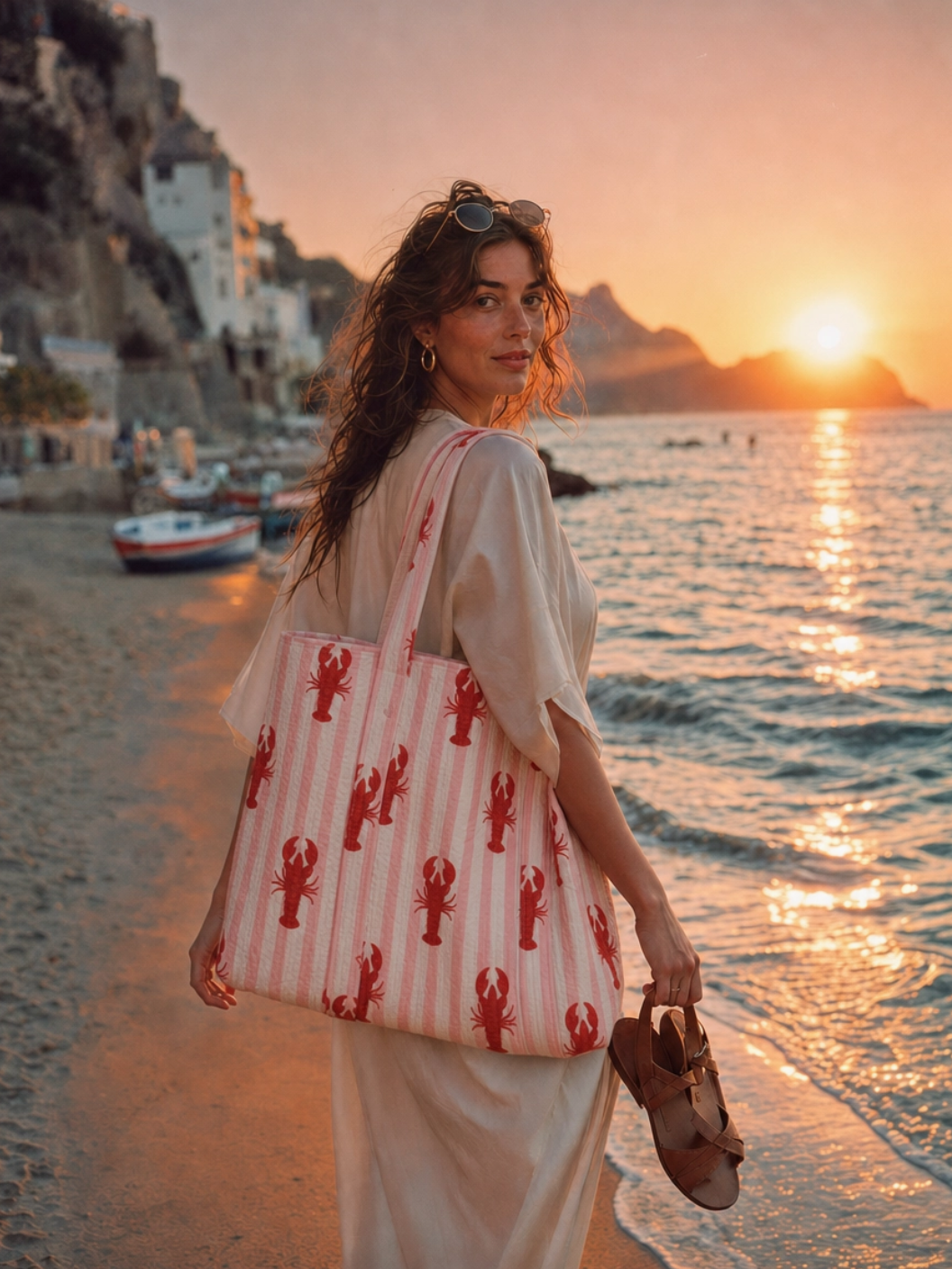 The Striped Lobster Tote, rosa - Bilde 4