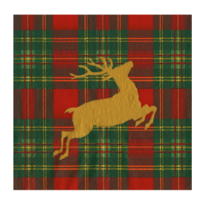 Juleservietter: Reindeer Tartan Red (lunsj)
