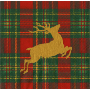 Juleservietter: Reindeer Tartan Red (middag)