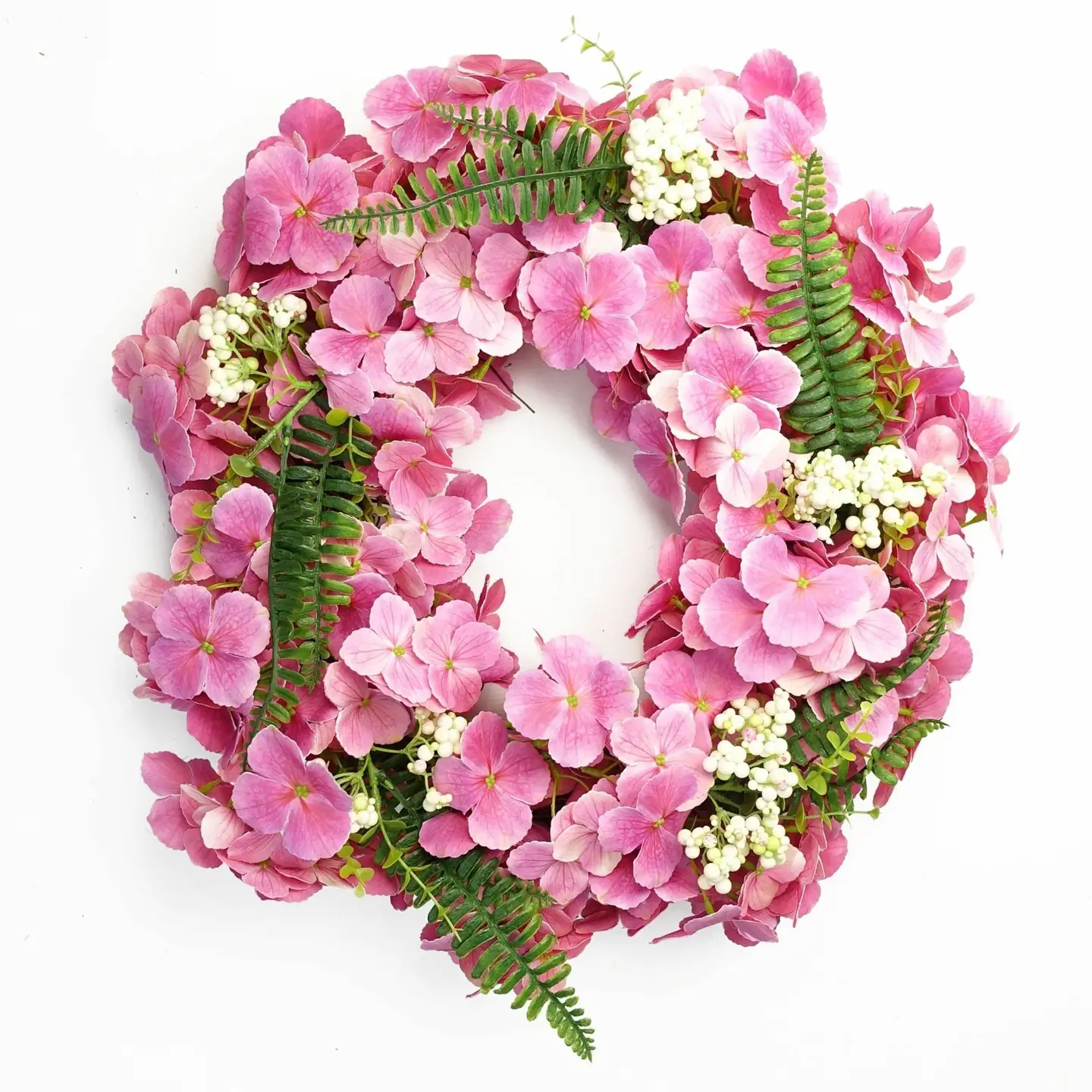 Krans med rosa hortensia